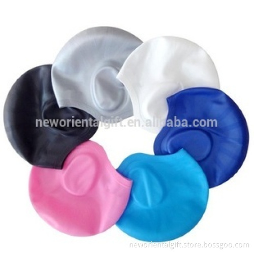 waterproof promotional silicone swimming cap with earflaps
